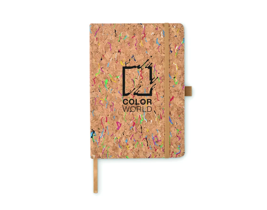 Kolorowy notatnik A5 Cornota z korka z logo – beżowy