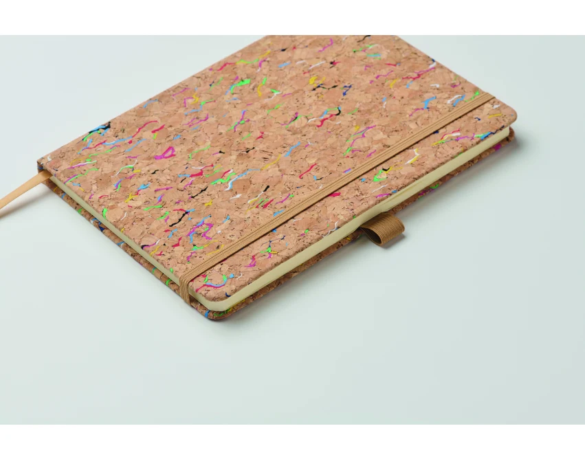 Kolorowy notatnik A5 Cornota z korka z logo – beżowy