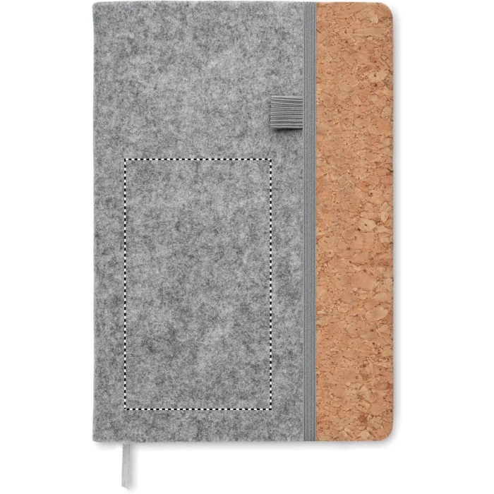 Schemat znakowania dla Transfer cyfrowy - TD1 na gadżecie: Szary notes korkowy A5 z filcu RPET z logo firmy