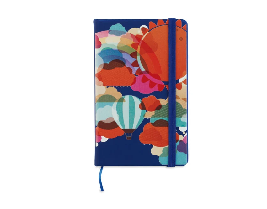 Niebieski notes A5 z logo firmy, 192 strony, okładka PU