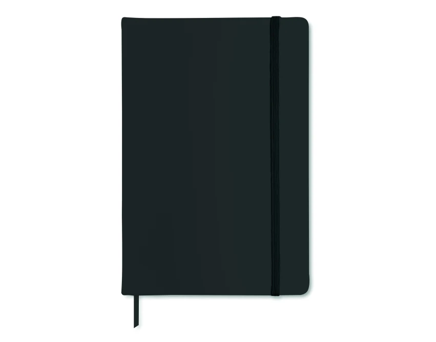 Czarny notes A5 z logo firmy, twarda okładka, ekologiczny