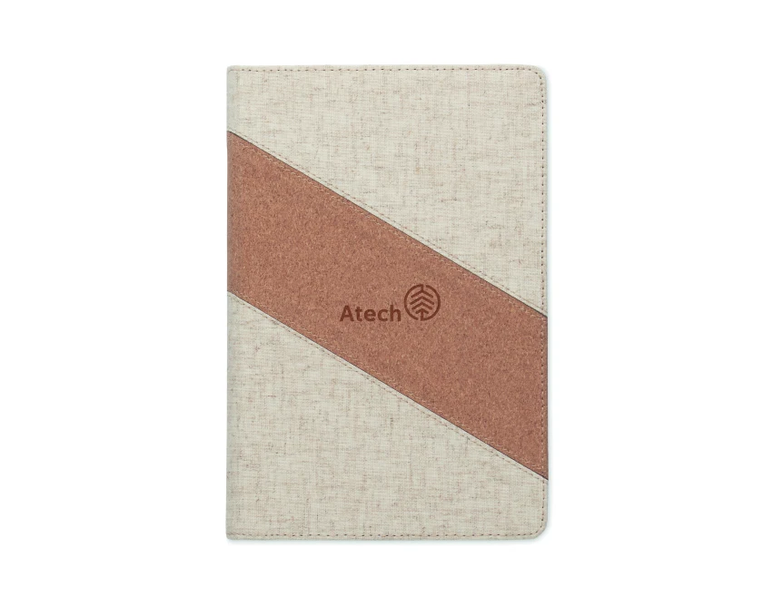 Notes A5 Cortona z ładowarką 15W, korek i bawełna, beżowy