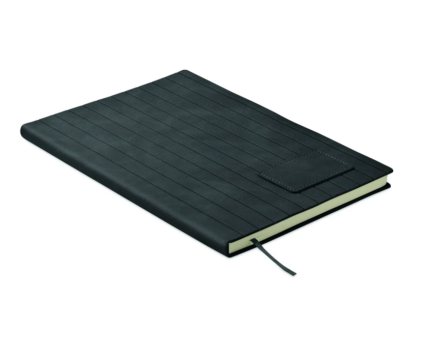 Czarny notatnik firmowy A5 z miękką okładką PU i logo