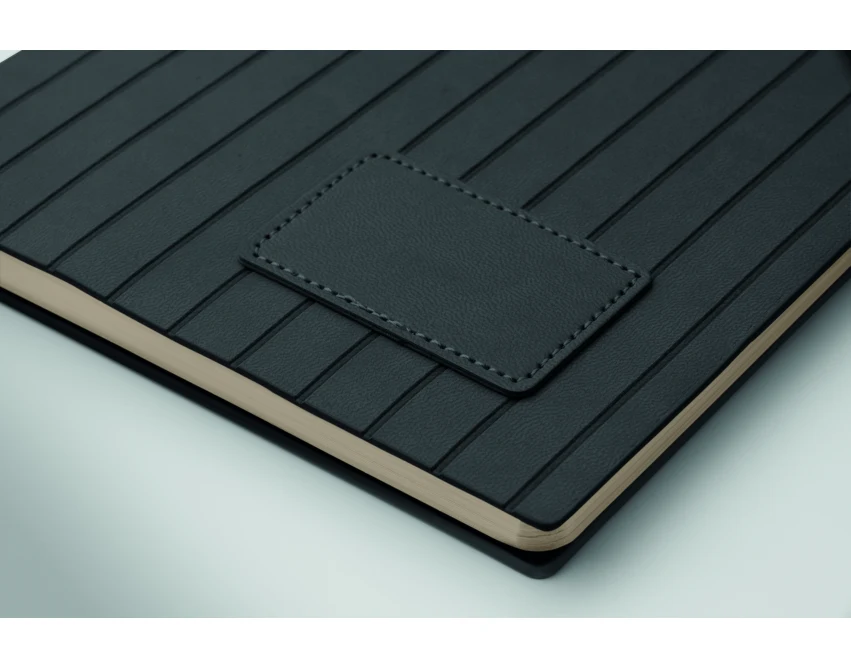 Czarny notatnik firmowy A5 z miękką okładką PU i logo