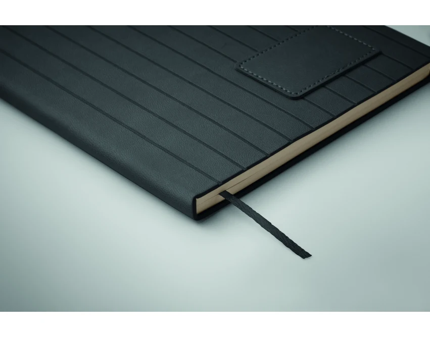 Czarny notatnik firmowy A5 z miękką okładką PU i logo