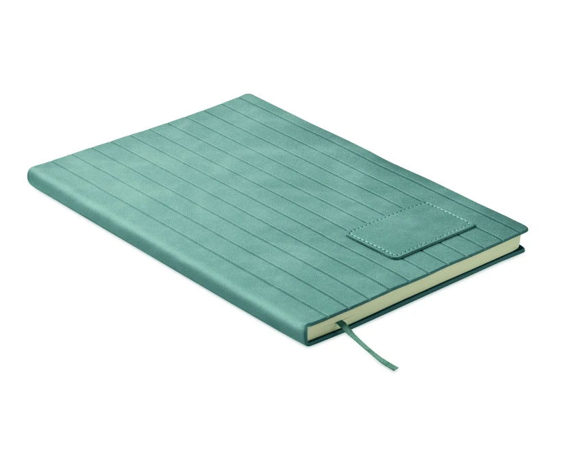 Notatnik A5 petrol z recyklingu miękka prążkowana okładka