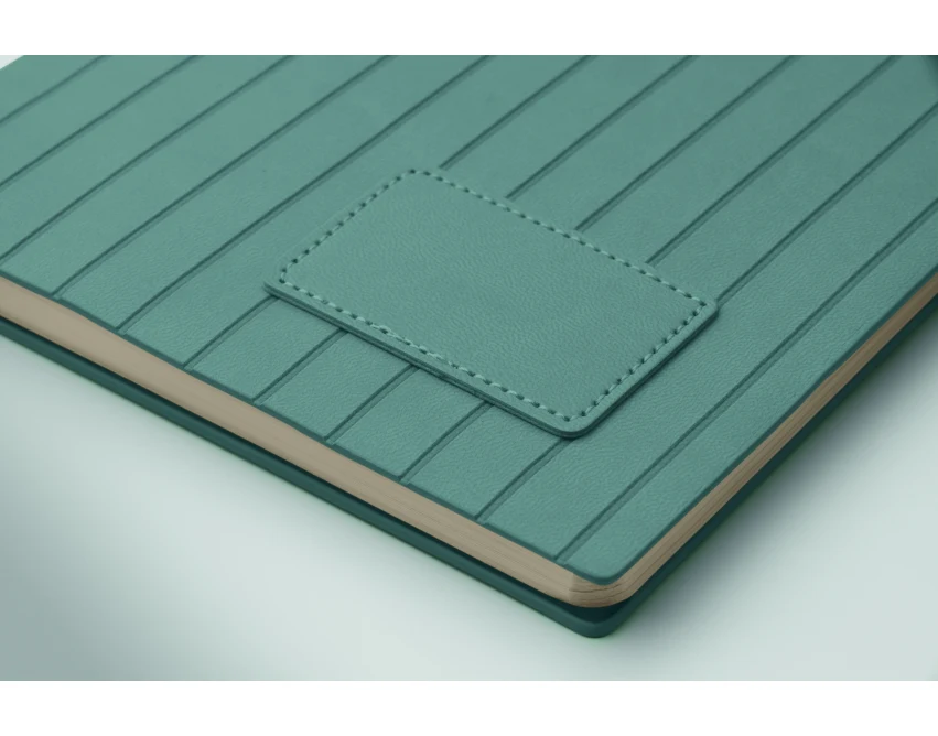Notatnik A5 petrol z recyklingu miękka prążkowana okładka
