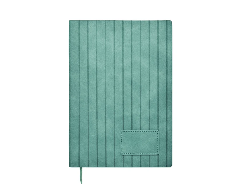 Notatnik A5 petrol z recyklingu miękka prążkowana okładka