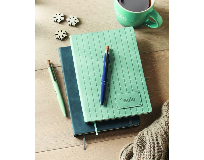 Notatnik A5 petrol z recyklingu miękka prążkowana okładka