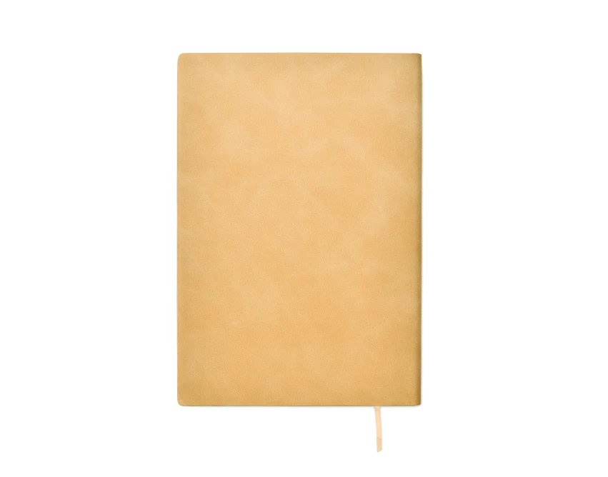 Beżowy notes A5 z prążkowaną okładką PU i logo firmy