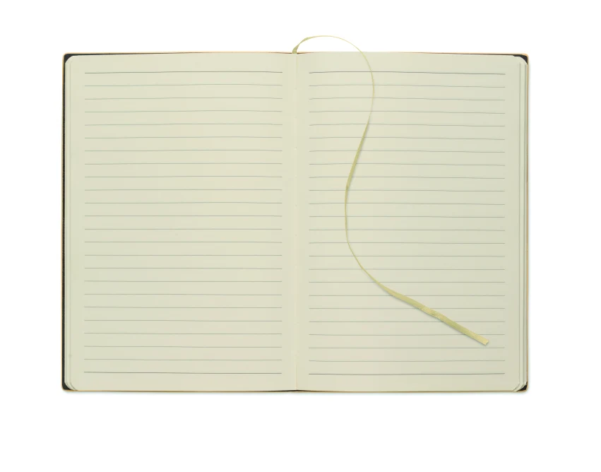 Beżowy notes A5 z prążkowaną okładką PU i logo firmy