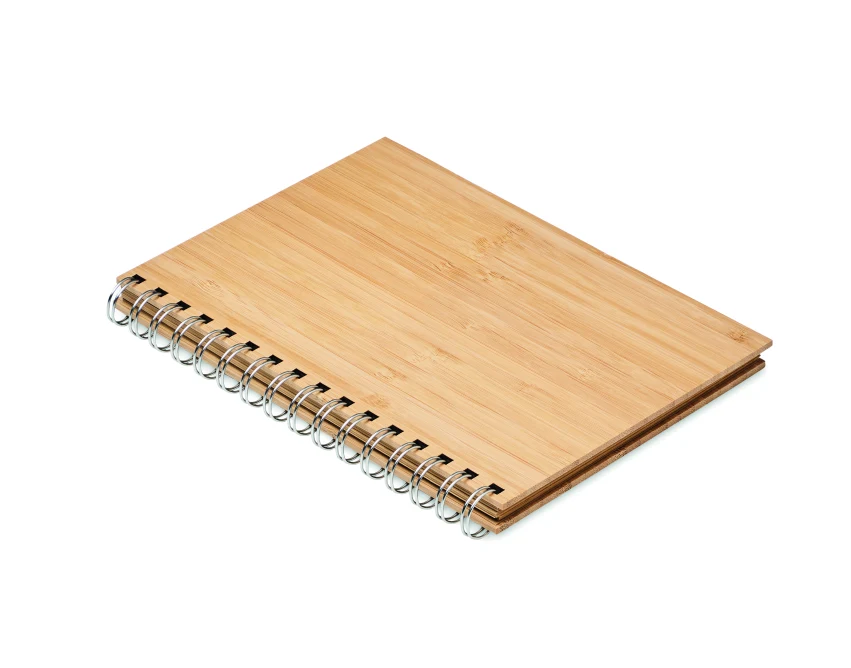 Bambusowy notatnik A5 Bram z okładką z drewna z logo