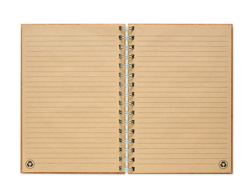 Bambusowy notatnik A5 Bram z okładką z drewna z logo