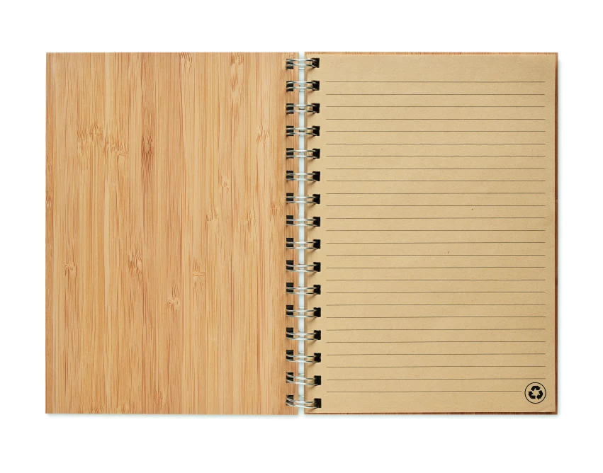Bambusowy notatnik A5 Bram z okładką z drewna z logo