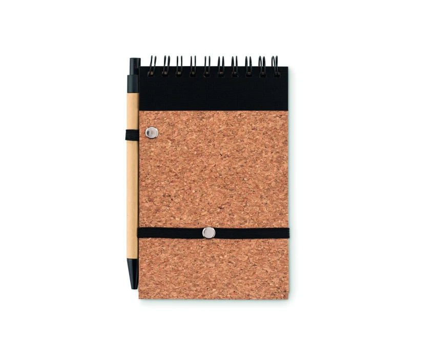 Korkowy notes A6 Sonoracork z czarną gumką i długopisem