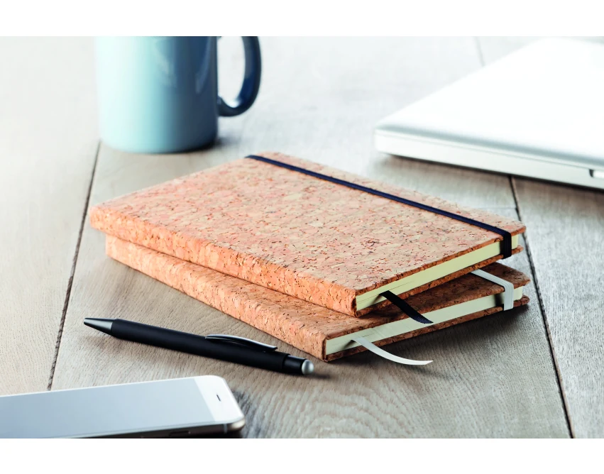 Notes korkowy A5 Suber czarne dodatki z logo firmy