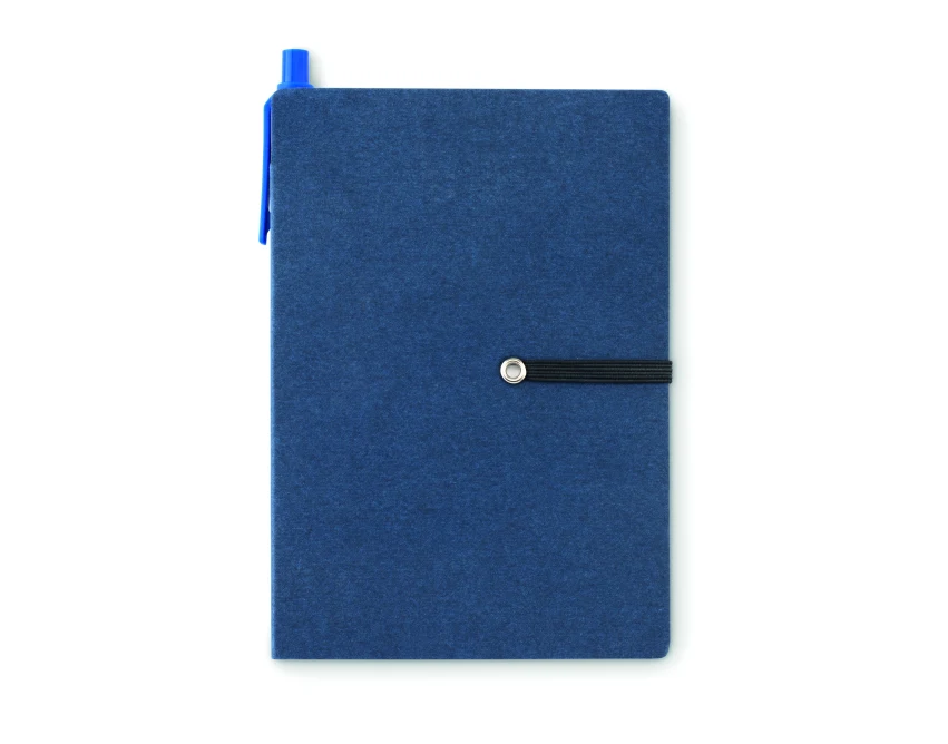 Notes ekologiczny niebieski z długopisem i karteczkami