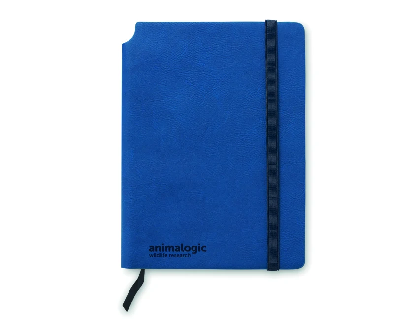 Niebieski notes A5 Softnote PU z logo – ekologiczny