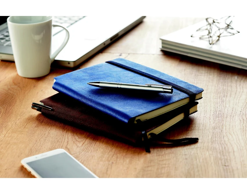 Niebieski notes A5 Softnote PU z logo – ekologiczny