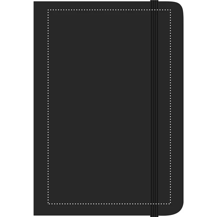 Schemat znakowania dla Termotransfer odblaskowy - TR na gadżecie: Czarny notes A5 z logo firmy, twarda okładka, ekologiczny