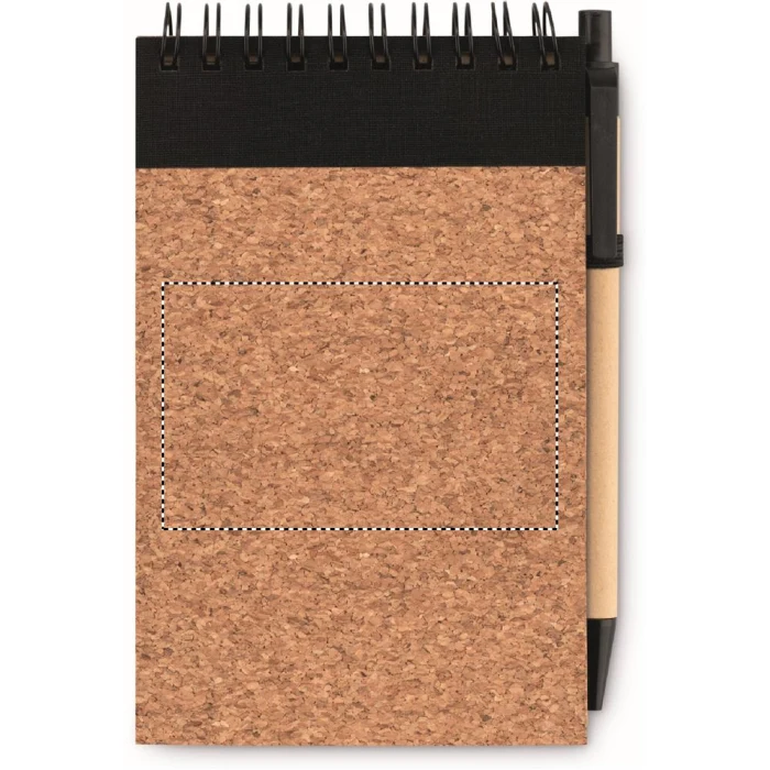 Schemat znakowania dla Sitodruk - S3 na gadżecie: Korkowy notes A6 Sonoracork z czarną gumką i długopisem
