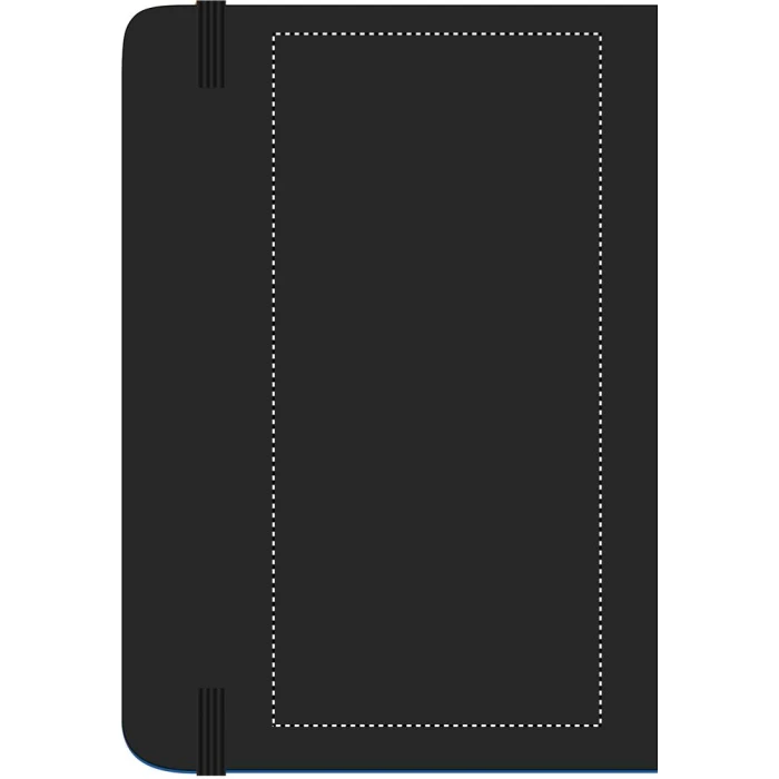 Schemat znakowania dla Transfer sitodruk - T1 na gadżecie: Czarny notes A5 z logo firmy, twarda okładka, ekologiczny