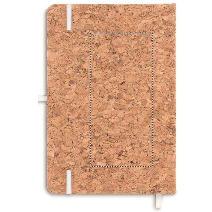 Schemat znakowania dla Termotransfer odblaskowy - TR na gadżecie: Ekologiczny notes korkowy A5 z logo, białe detale Suber