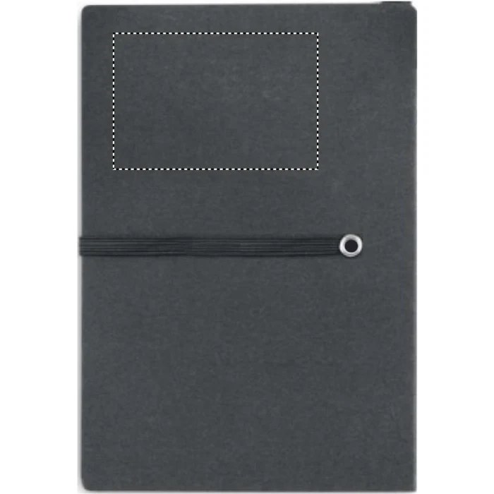 Schemat znakowania dla Sitodruk - S3 na gadżecie: Czarny notes ekologiczny z recyklingu z długopisem i logo