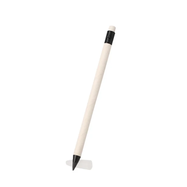 Biały wieczny ołówek z recyklingu kartonu po mleku z logo