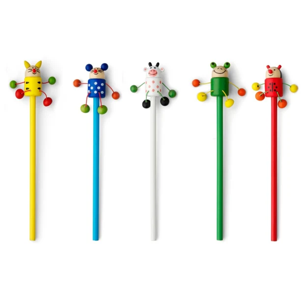 Ołówek zwierzątka drewniany z logo – kolorowy mix 3D