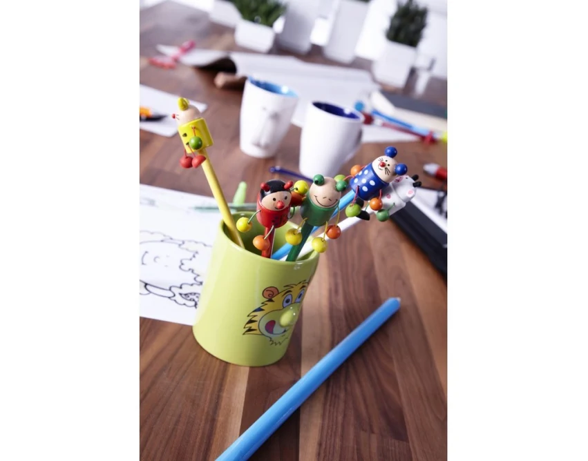Ołówek zwierzątka drewniany z logo – kolorowy mix 3D