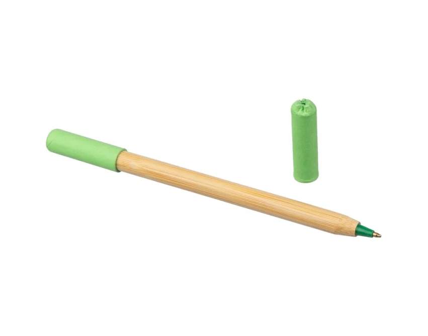 Jasnozielony bambusowy ołówek-długopis 2w1 z logo