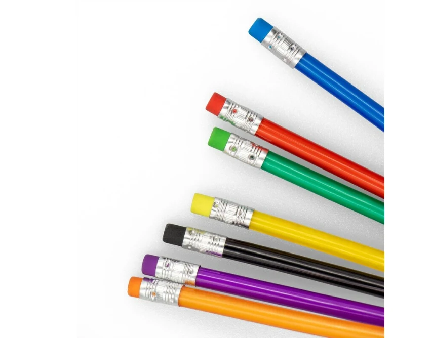 Żółty elastyczny ołówek PVC z logo – giętki gadżet reklamowy