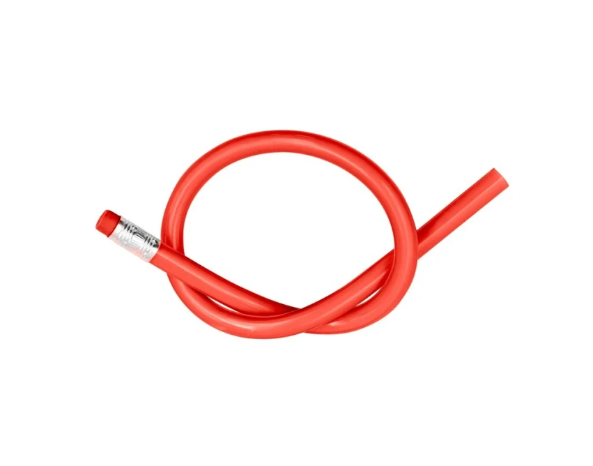 Czerwony giętki ołówek reklamowy Like PVC z gumką