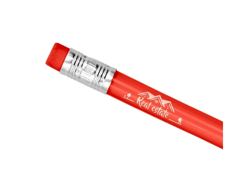 Czerwony giętki ołówek reklamowy Like PVC z gumką