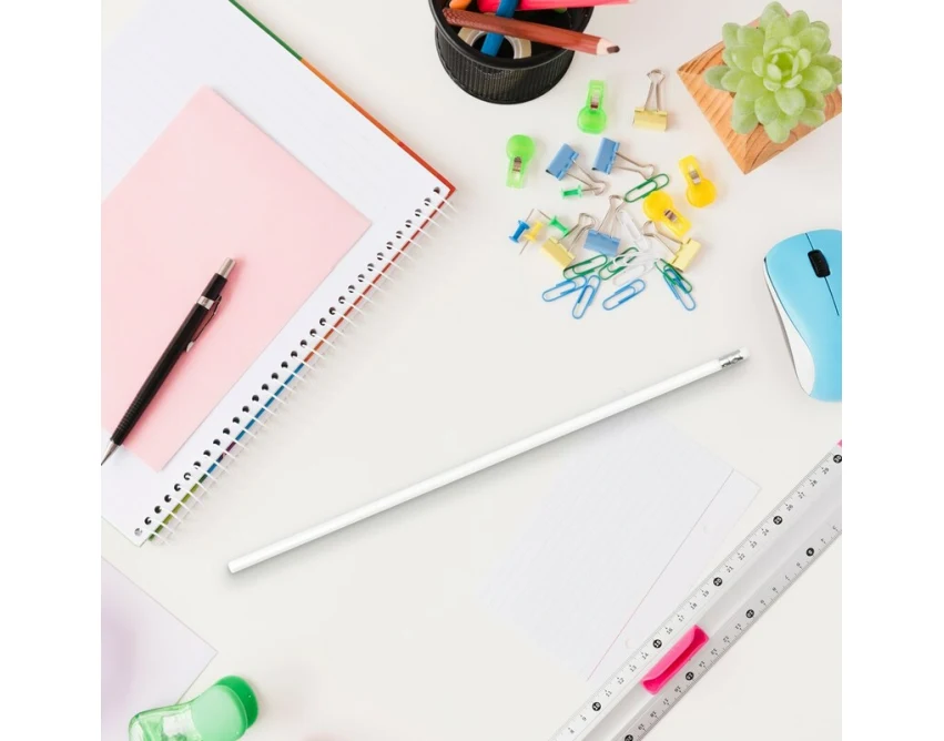 Elastyczny ołówek PVC biały z logo firmy i gumką