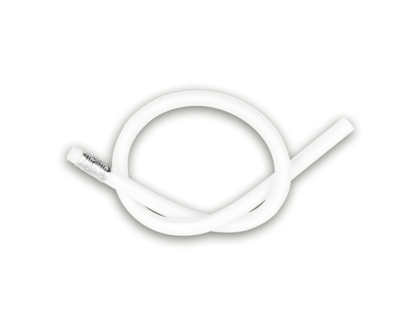 Elastyczny ołówek PVC biały z logo firmy i gumką