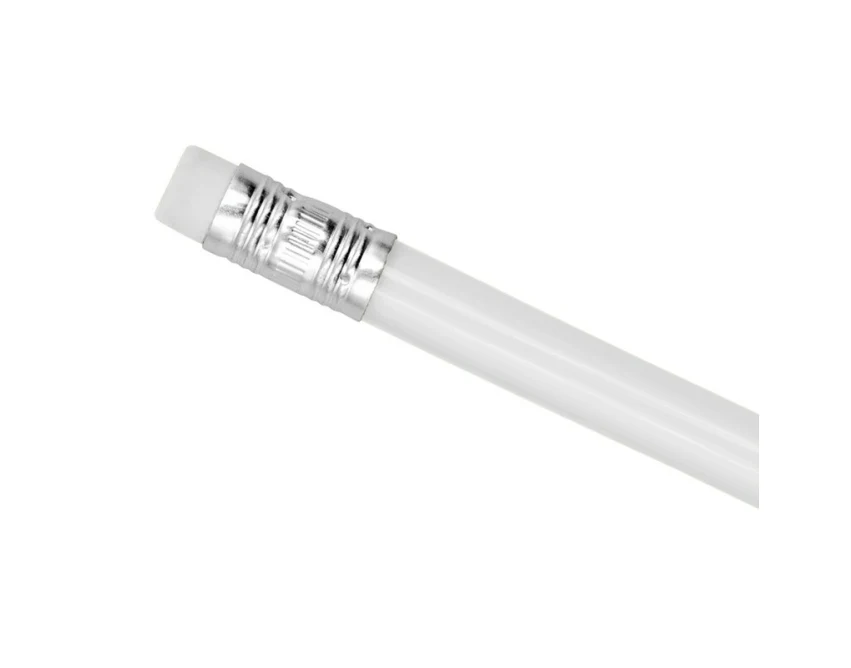 Elastyczny ołówek PVC biały z logo firmy i gumką