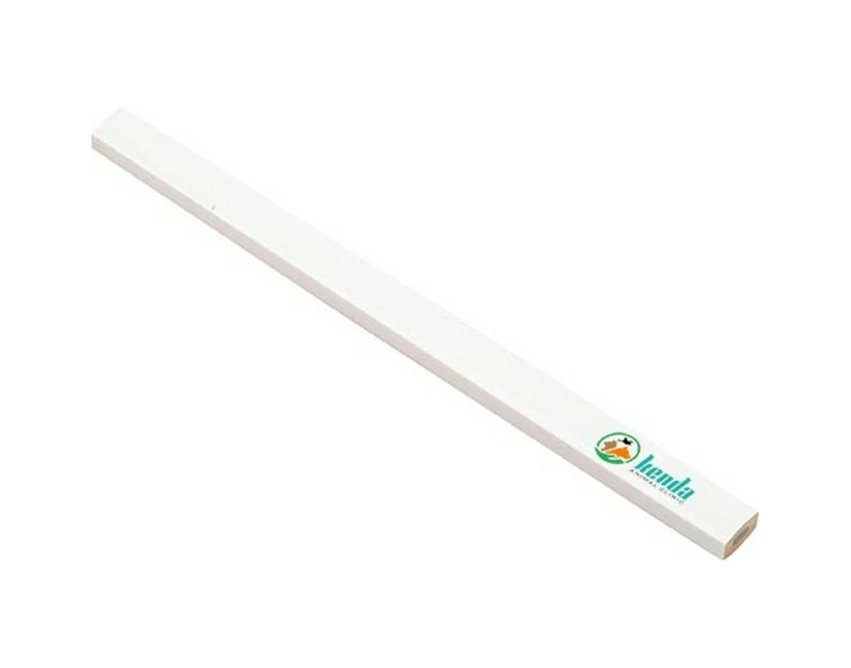 Biały ołówek stolarski Cole z logo – drewniany gadżet firmowy