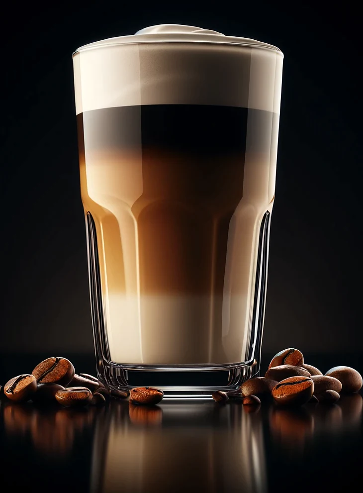kawa latte macchiato w szklance