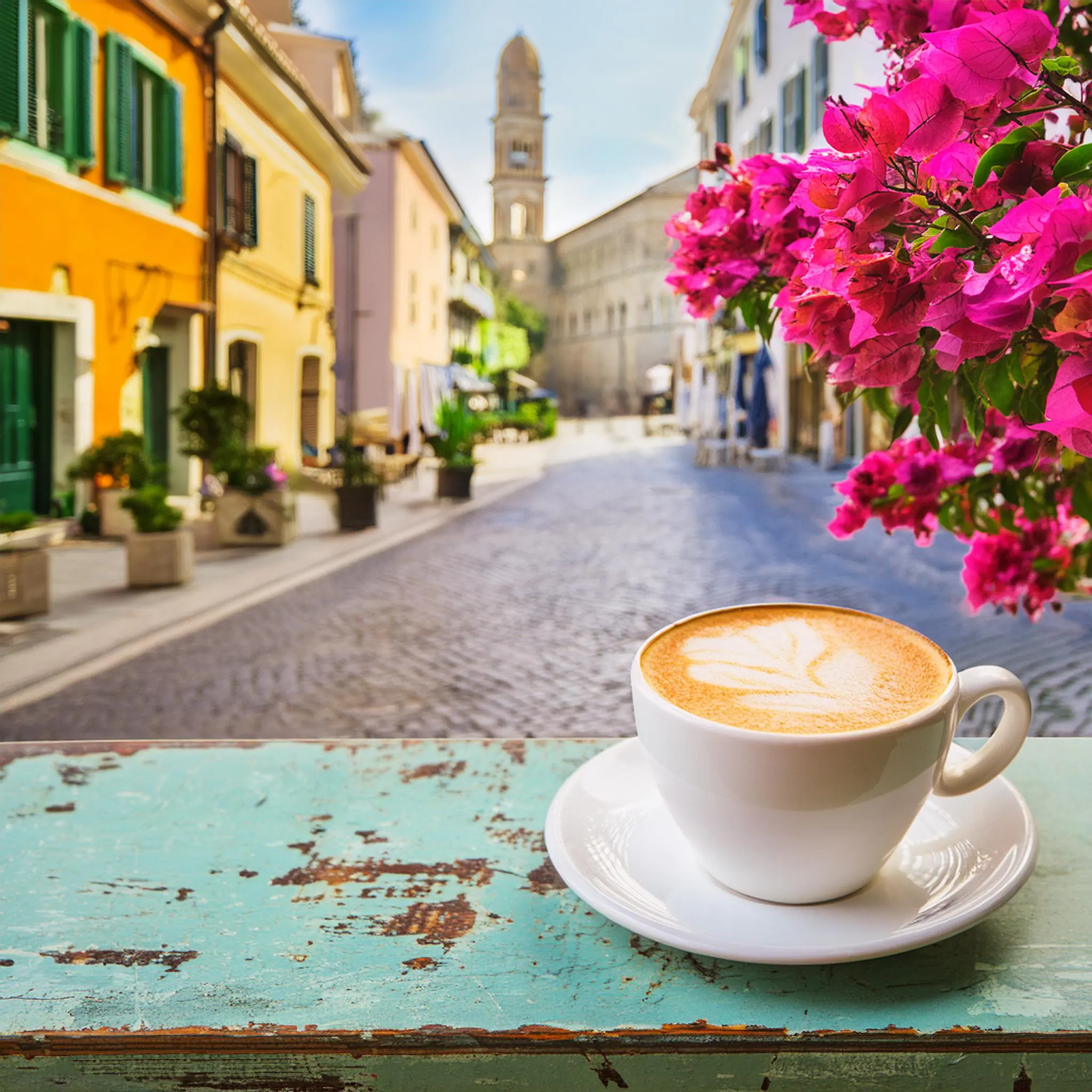 Kawa flat white w pięknej białej filiżance