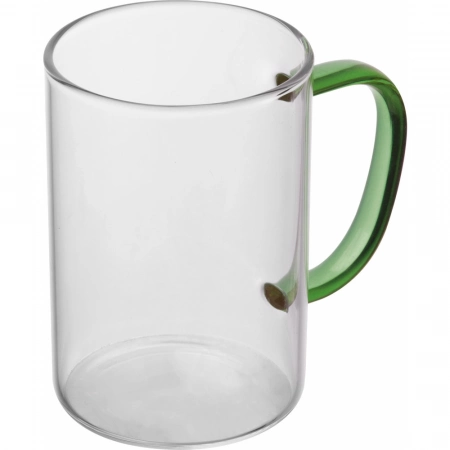 Reklamowy szklany kubek z zielonym uchiem do nadruku 250 ml
