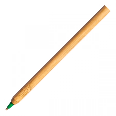 Długopis bambusowy do firmowego nadruku lub graweru logo, zielony element kolorowy