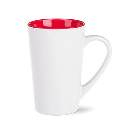 Kubek ceramiczny 300 ml, biały / czerwony