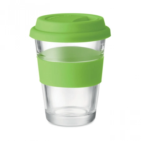 Szklany kubek z nadrukiem logo, 350 ml, zielony kolor