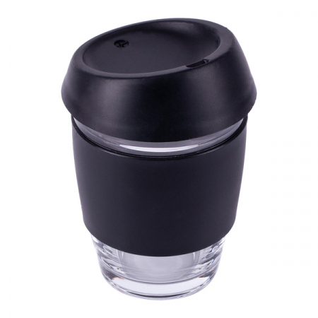 Szklany kubek ekologiczny Stylish 350 ml, czarny