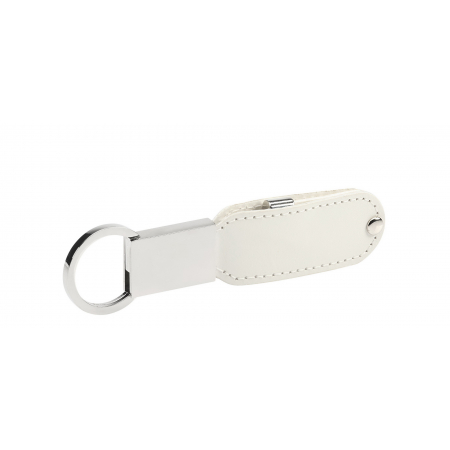 Skórzany pendrive z obrotową pamięcią - biały