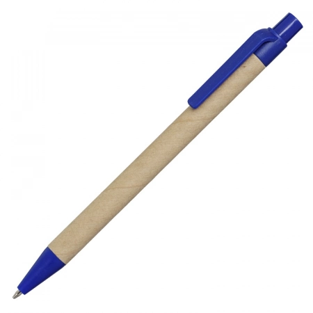 Długopis tekturowy biodegradowalny z nadrukiem logo, niebieski/brązowy 