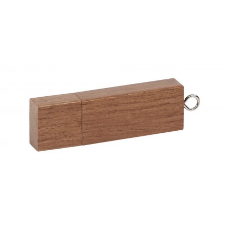 Pamięć USB o prostokątnym kształcie z drewna i zatyczką - ciemny brąz 