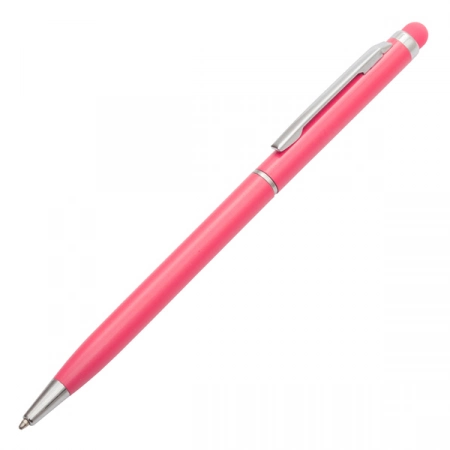 Długopis aluminiowy z nadrukiem, Touch Tip, różowy 